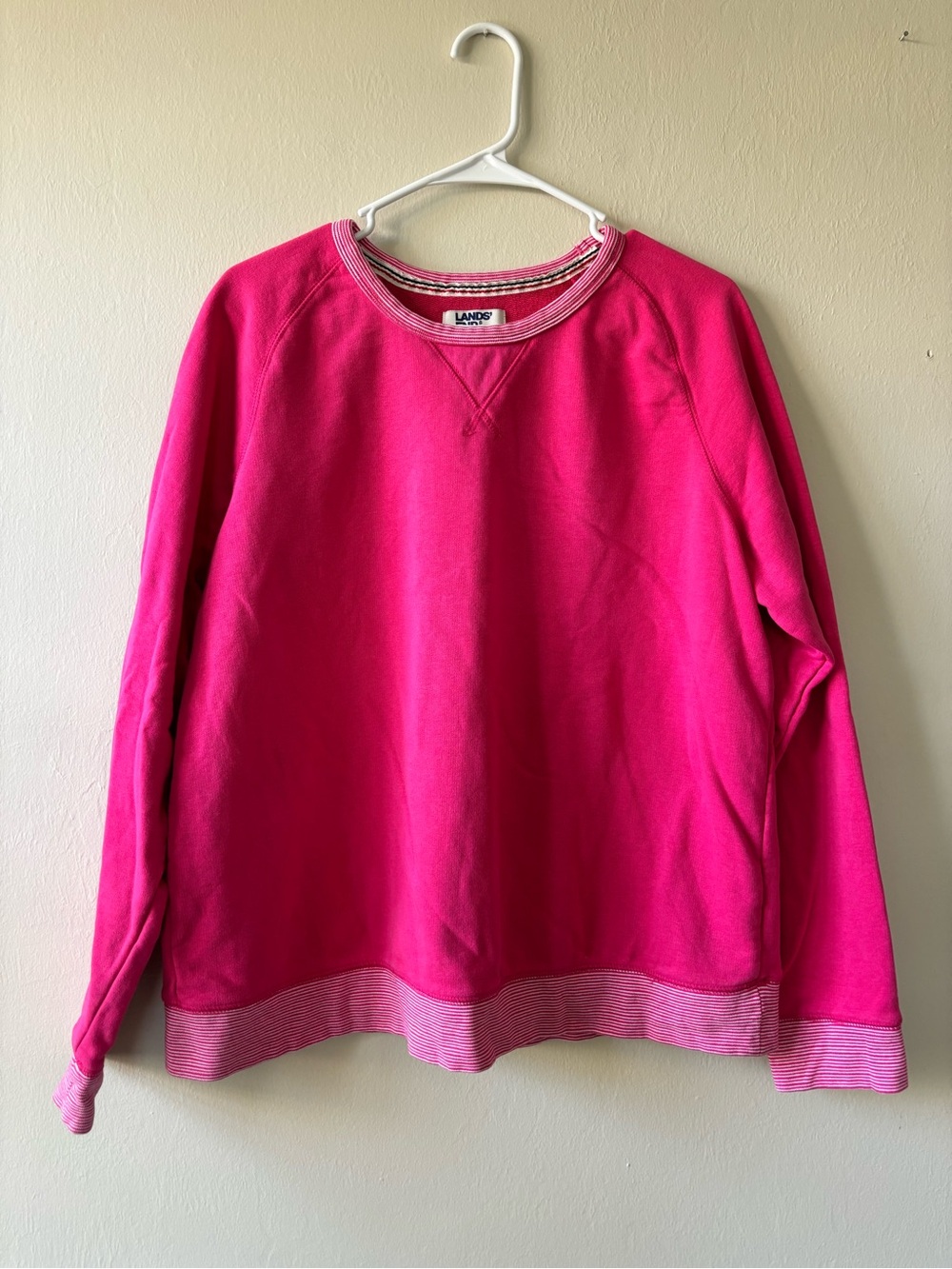 Lands' End Serious Sweats Women's Size Large 14-16 Pink Crewneck Sweatshirt
